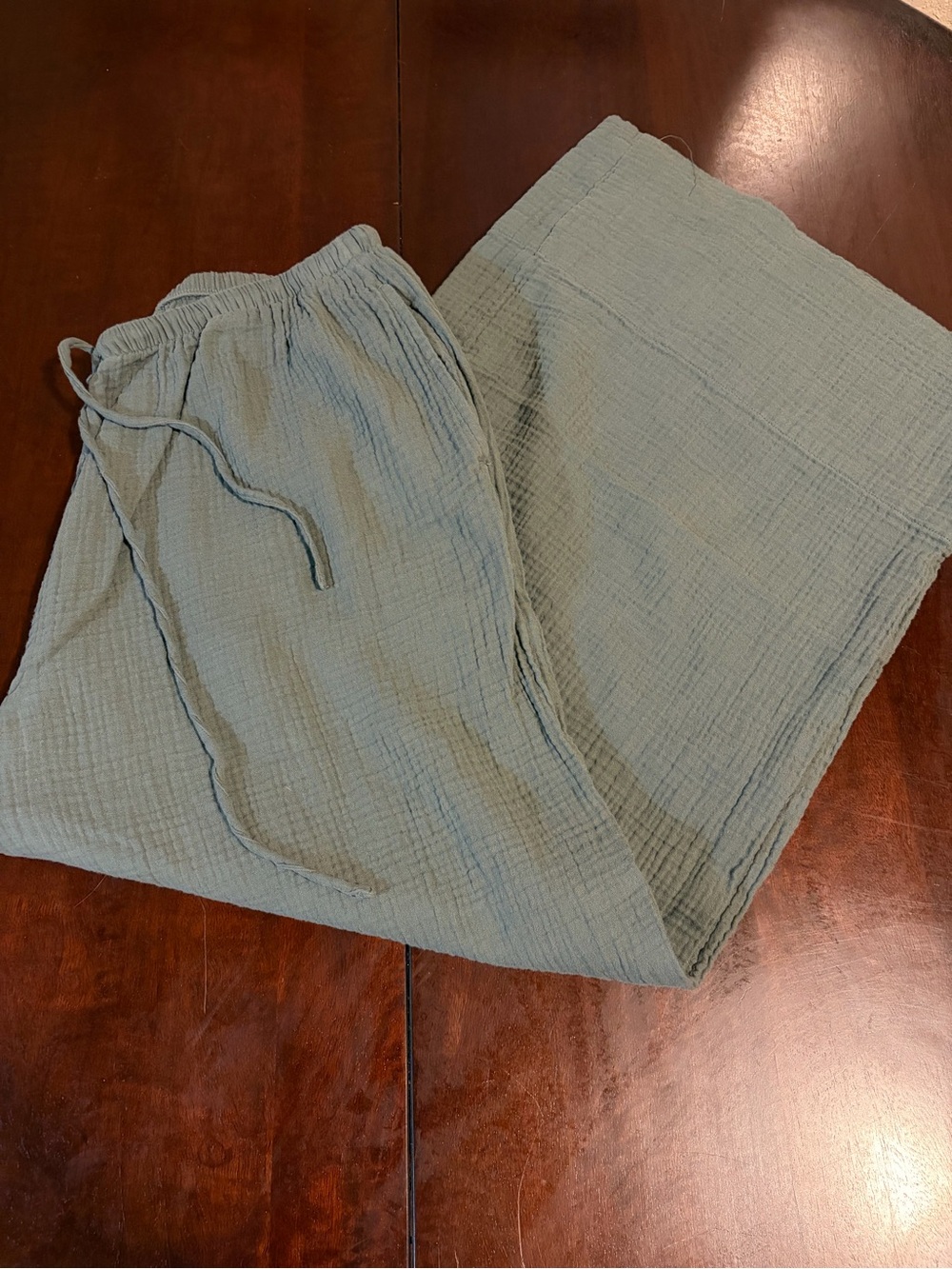 aerie Light Green Wide-Leg Drawstring Pants